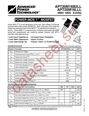 APT20M16LLLG datasheet  